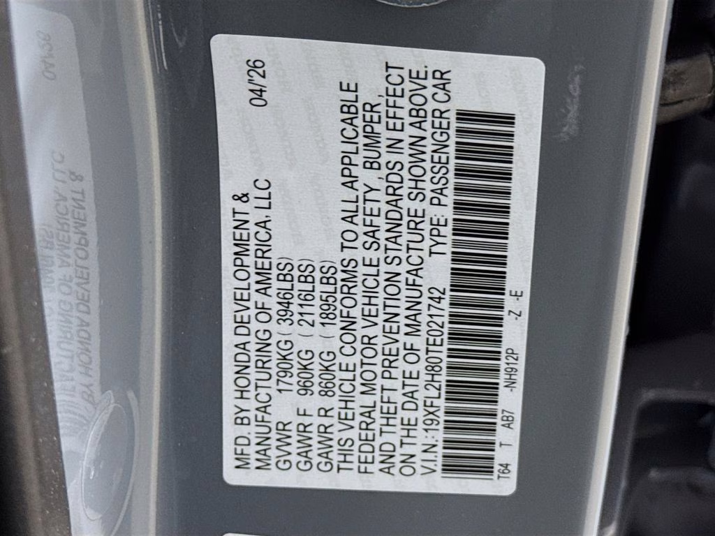 2026 Urban Gray Pearl Honda Civic Sport FWD Hatchback