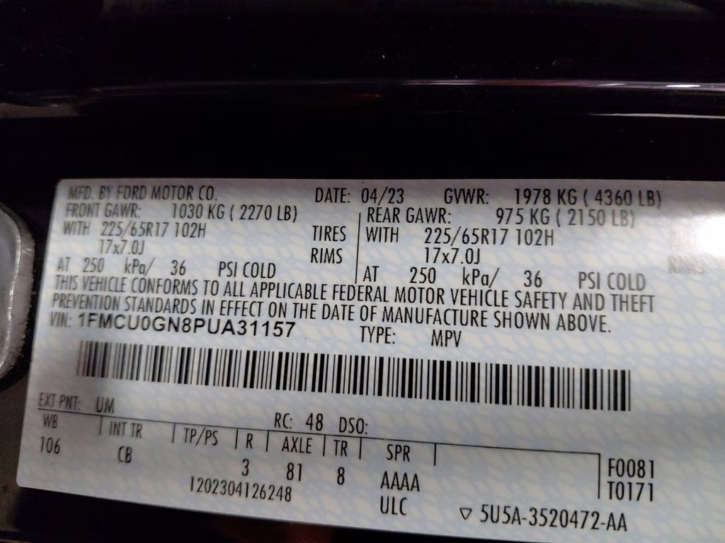 2023 Agate Black Metallic Ford Escape Active FWD SUV