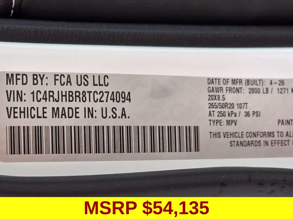 2026 Bright White Clearcoat Jeep Grand Cherokee Limited Reserve 4X4 SUV