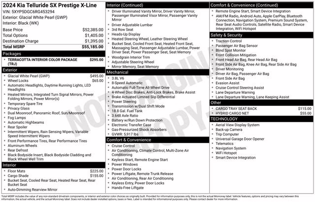2024 Glacial White Pearl Kia Telluride SX-Prestige X-Line AWD SUV