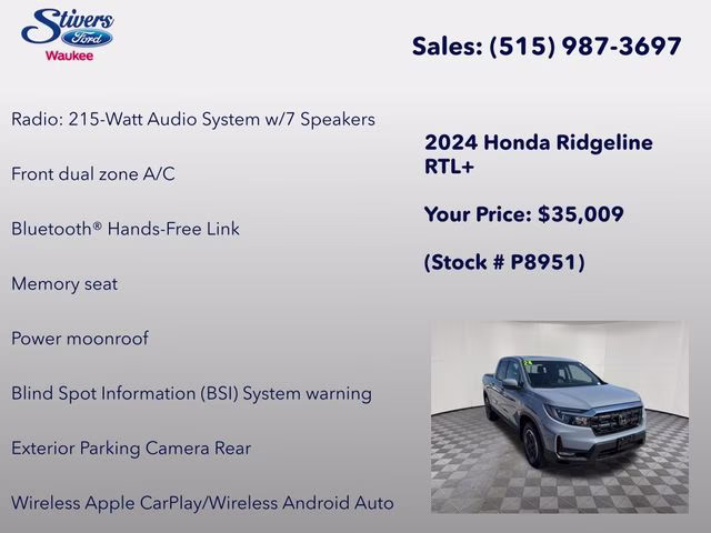 2024 Gray Honda Ridgeline RTL AWD Truck