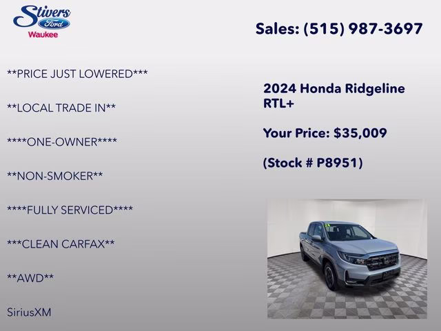 2024 Gray Honda Ridgeline RTL AWD Truck