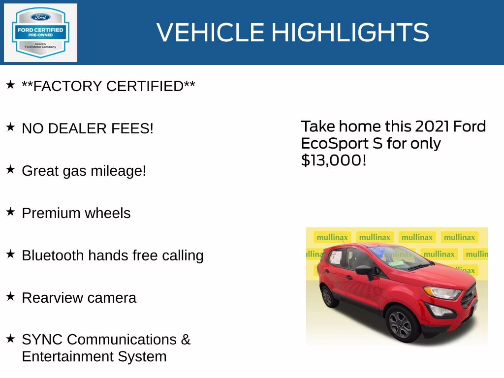 2021 Race Red Ford EcoSport S FWD SUV