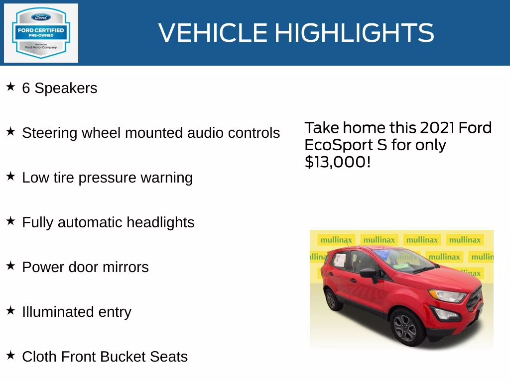 2021 Race Red Ford EcoSport S FWD SUV
