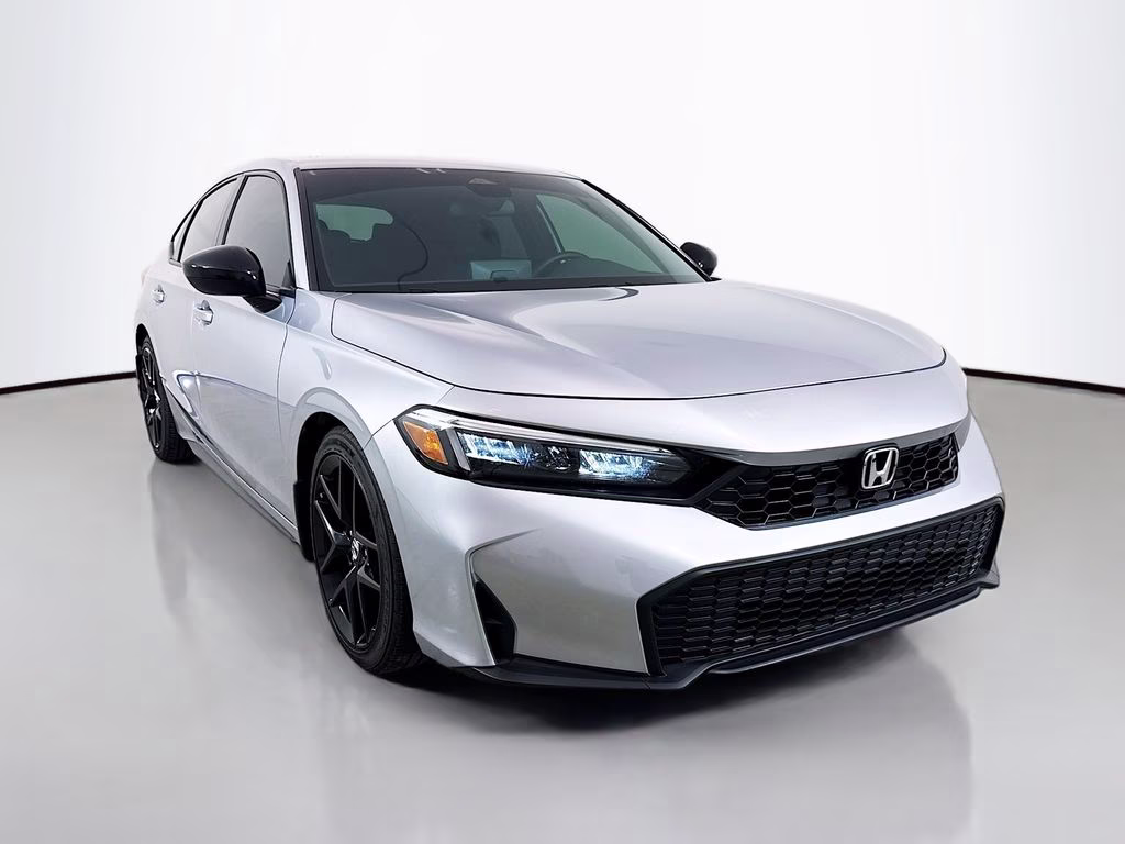 2025 Solar Silver Metallic Honda Civic Sport FWD Hatchback