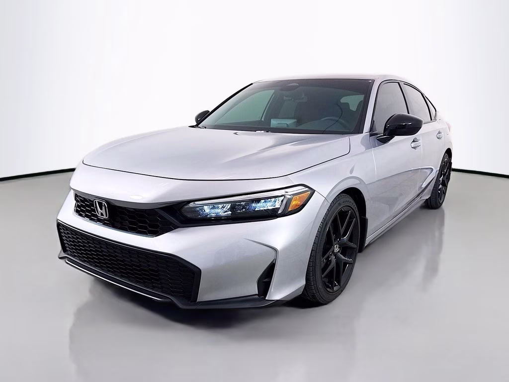 2025 Solar Silver Metallic Honda Civic Sport FWD Hatchback