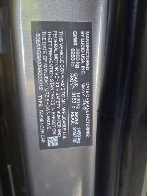 2022 Cosmos Silver Lucid Air Grand Touring AWD Sedan