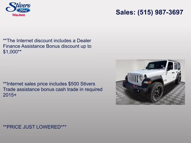 2019 Bright White Clearcoat Jeep Wrangler Unlimited Sport S 4X4 SUV