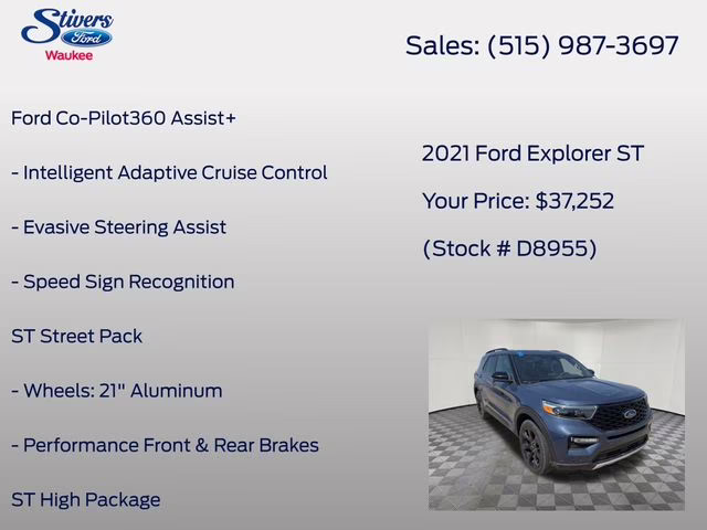 2021 Blue Metallic Ford Explorer ST 4X4 SUV