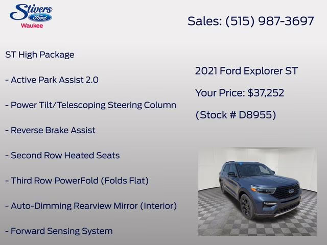 2021 Blue Metallic Ford Explorer ST 4X4 SUV