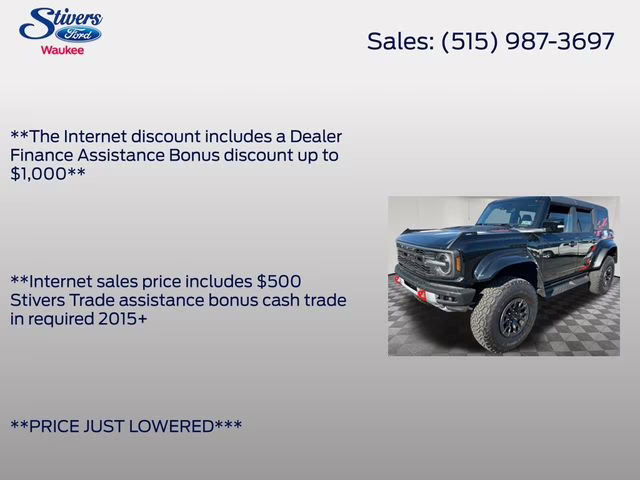 2024 Shadow Black Ford Bronco Raptor 4X4 SUV