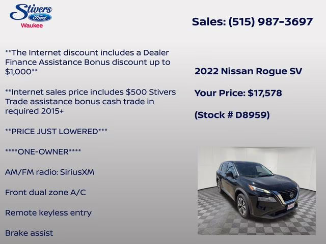 2022 Super Black Nissan Rogue SV FWD SUV