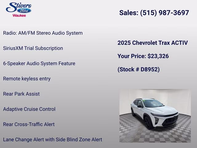 2025 Summit White Chevrolet Trax ACTIV FWD SUV