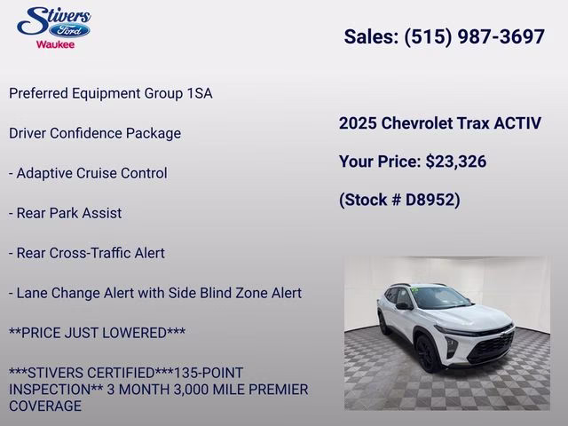 2025 Summit White Chevrolet Trax ACTIV FWD SUV