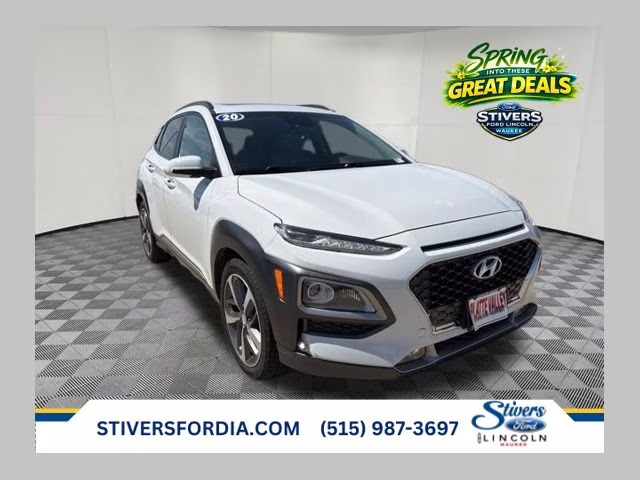 2020 Chalk White Hyundai Kona Limited AWD SUV