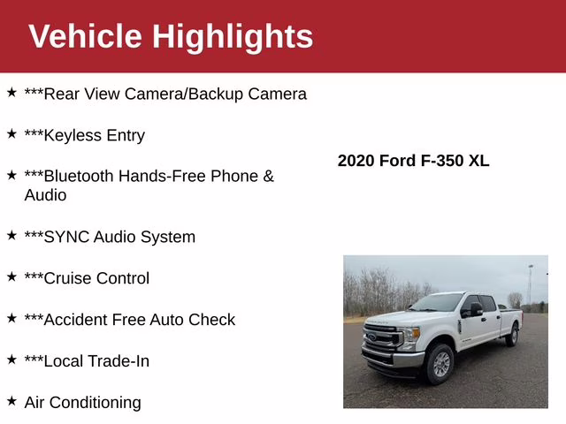 2020 Oxford White Ford Super Duty F-350 SRW XL 4X4 Truck