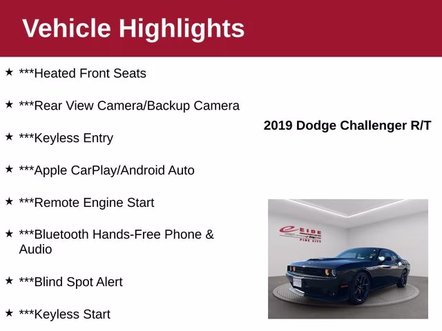 2019 Pitch Black Clearcoat Dodge Challenger R/T RWD Coupe