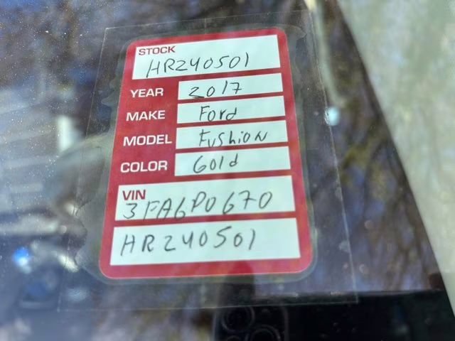 2017 White / Gold Ford Fusion S FWD Sedan