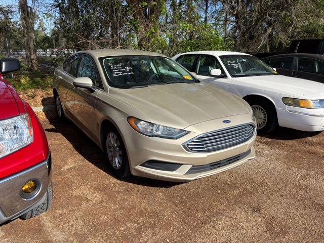 2017 White / Gold Ford Fusion S FWD Sedan