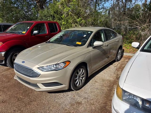 2017 White / Gold Ford Fusion S FWD Sedan