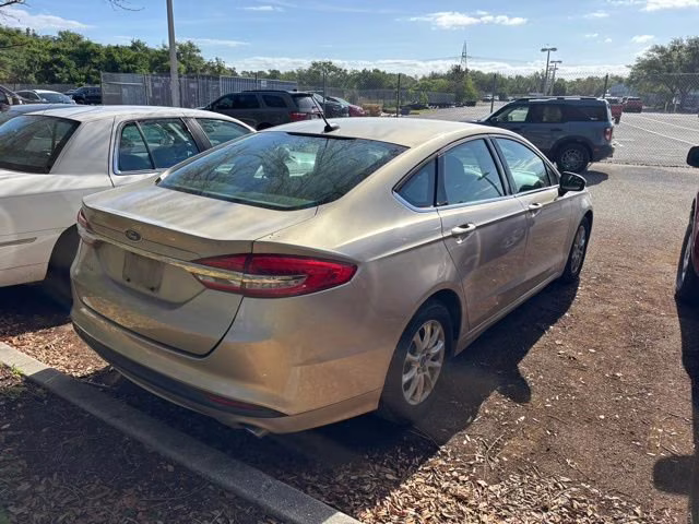 2017 White / Gold Ford Fusion S FWD Sedan