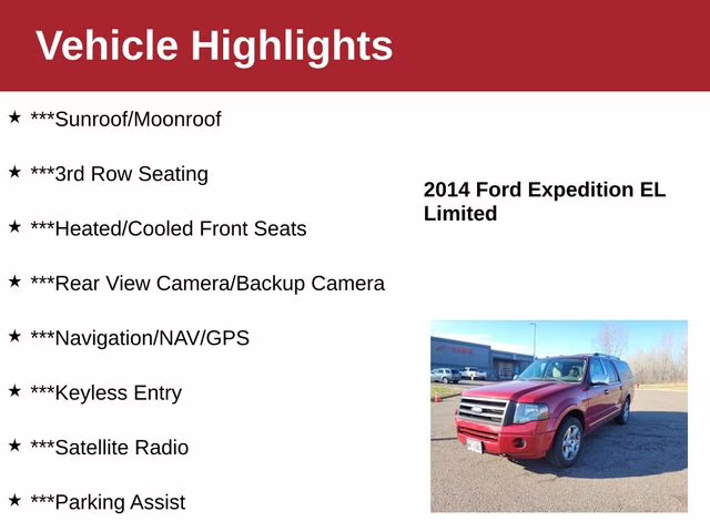 2014 Red Ford Expedition EL Limited 4X4 SUV