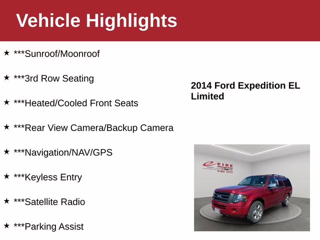 2014 Red Ford Expedition EL Limited 4X4 SUV
