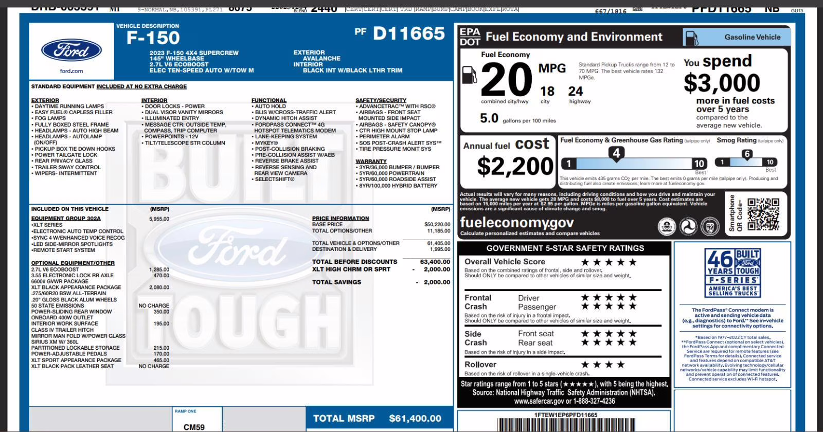 2023 Avalanche Gray Ford F-150 XLT 4X4 Truck