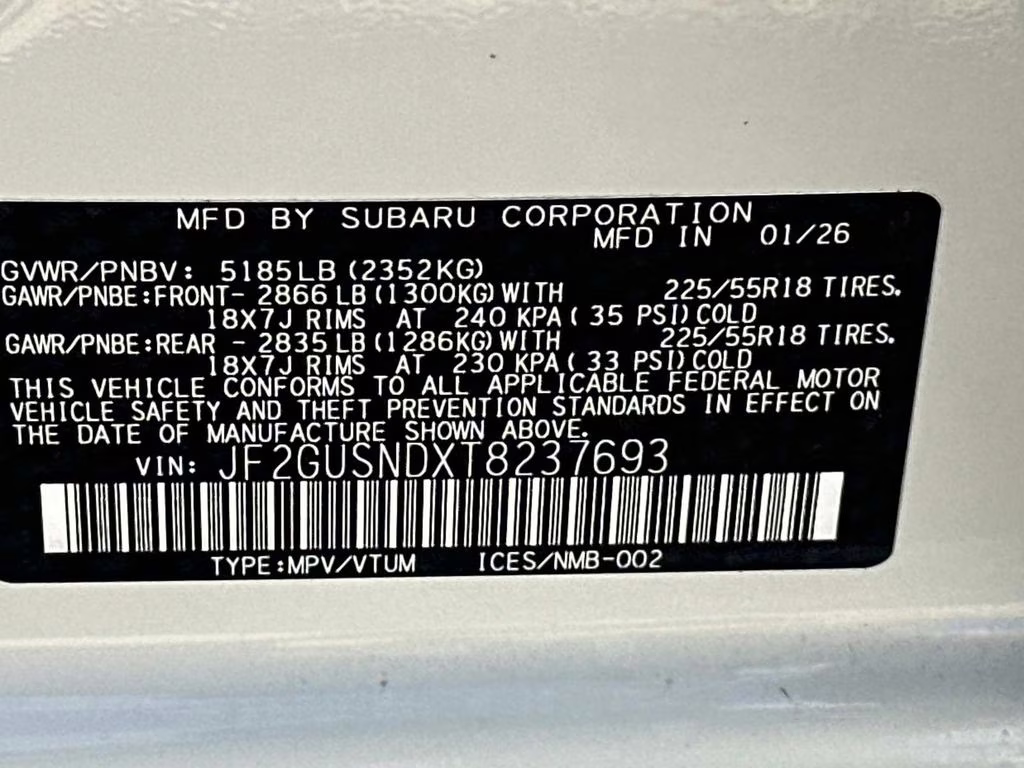 2026 Crystal White Pearl Subaru Crosstrek Hybrid Limited AWD SUV