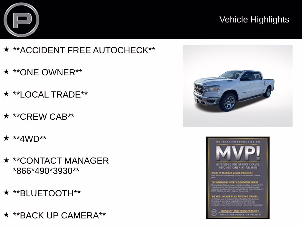 2021 Bright White Clearcoat Ram 1500 Big Horn/Lone Star 4X4 Truck