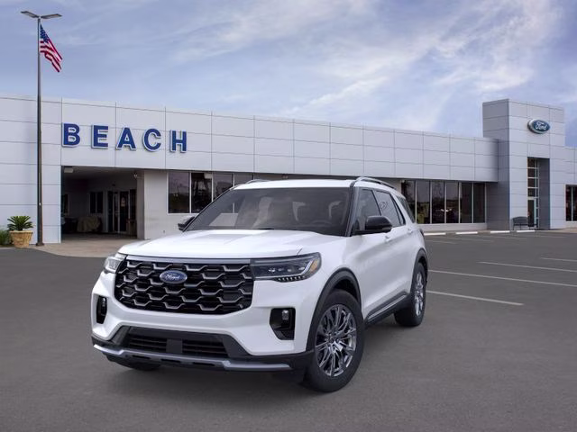 2026 Star White Metallic Tri-Coat Ford Explorer Platinum RWD SUV