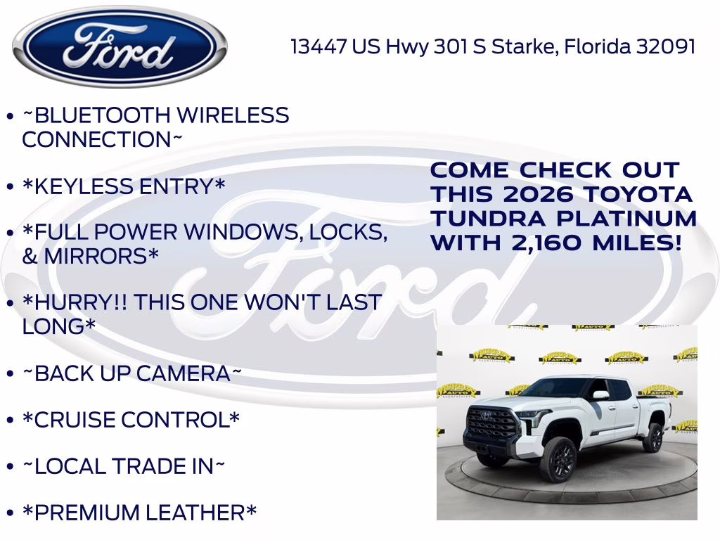 2026 Pearl Toyota Tundra Platinum 4X4 Truck