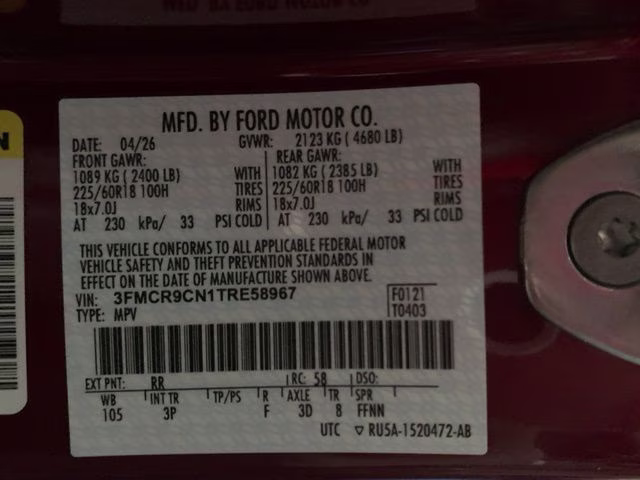 2026 Ruby Red Metallic Tinted Clearcoat Ford Bronco Sport Outer Banks 4X4 SUV