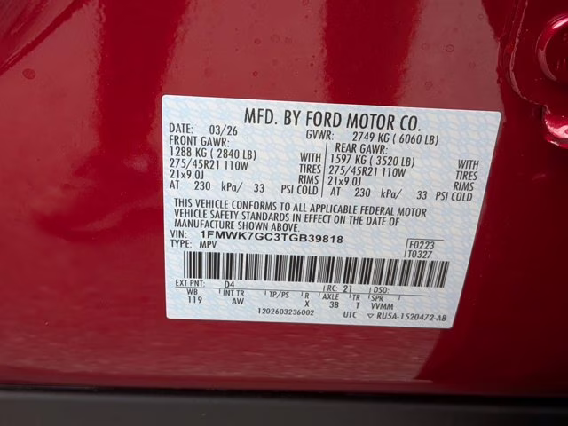 2026 Red Metallic Ford Explorer ST RWD SUV