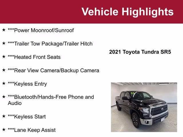 2021 Midnight Black Metallic Toyota Tundra SR5 4X4 Truck