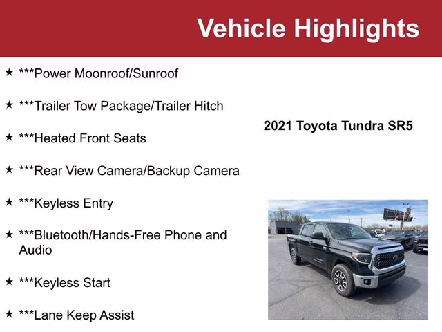 Used 2021 Toyota Tundra SR5 with VIN 5TFDY5F12MX969027 for sale in Waite Park, Minnesota
