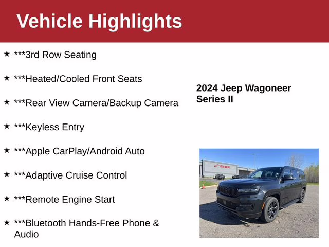 2024 Diamond Black Crystal Pearlcoat Jeep Wagoneer Series II 4X4 SUV