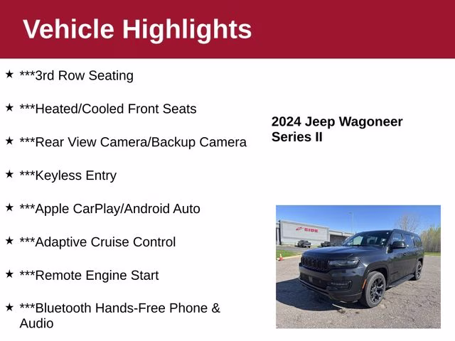 2024 Diamond Black Crystal Pearlcoat Jeep Wagoneer Series II 4X4 SUV