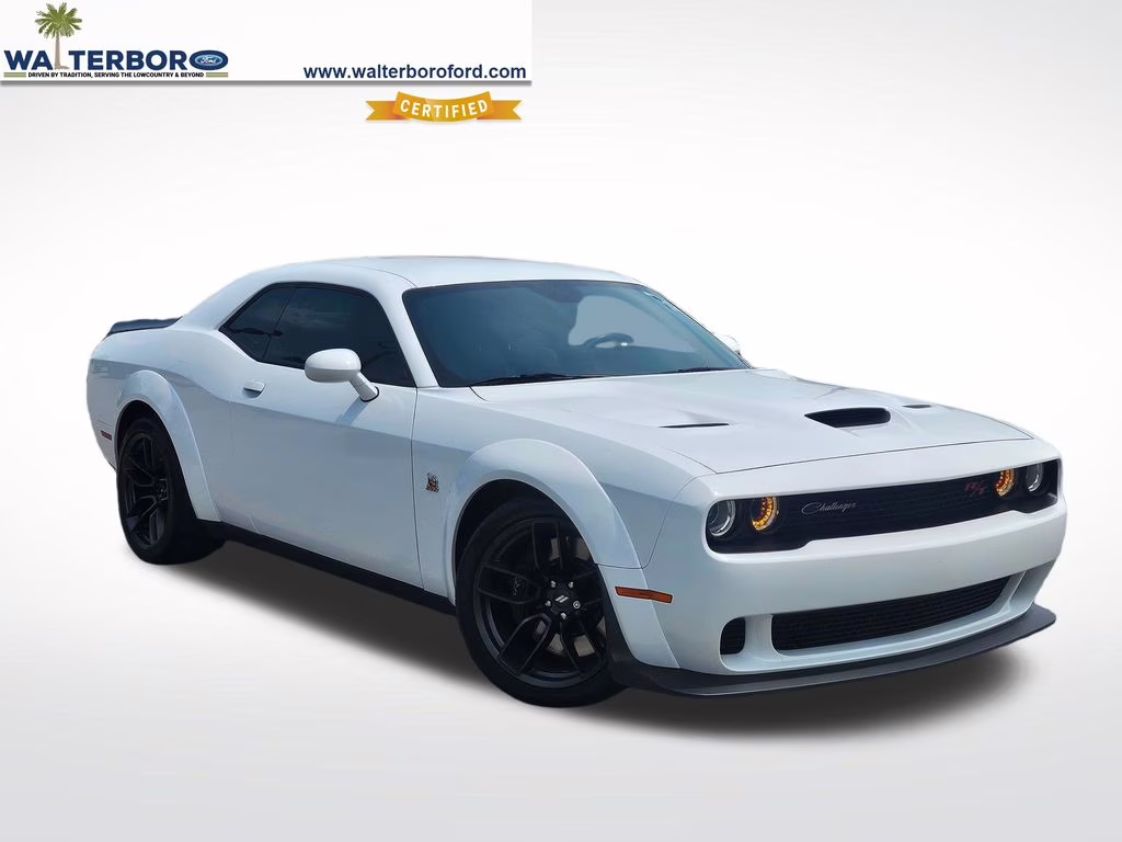 2023 White Knuckle Clearcoat Dodge Challenger R/T Scat Pack Widebody RWD Coupe