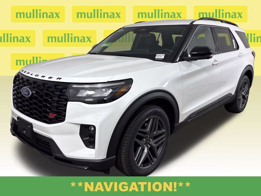 2026 Star White Metallic Tri-Coat Ford Explorer ST RWD SUV