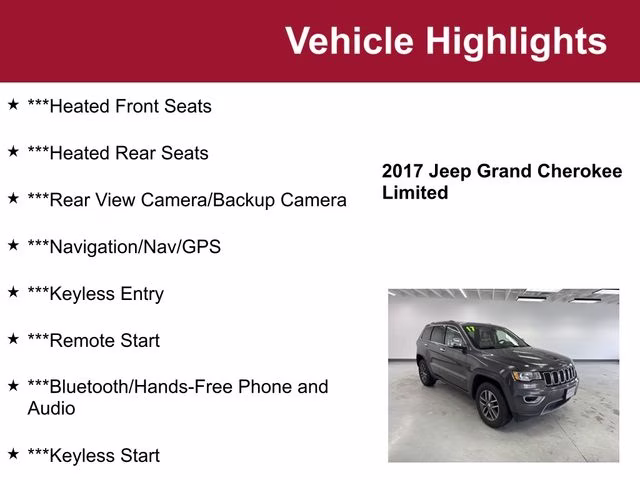 2017 Granite Crystal Metallic Clearcoat Jeep Grand Cherokee Limited 4X4 SUV