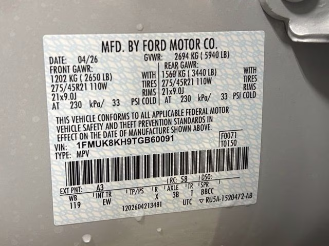 2026 Space White Metallic Ford Explorer ST-Line 4X4 SUV