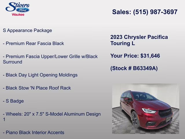 2023 Velvet Red Pearlcoat Chrysler Pacifica Touring L AWD Van