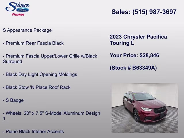 2023 Velvet Red Pearlcoat Chrysler Pacifica Touring L AWD Van