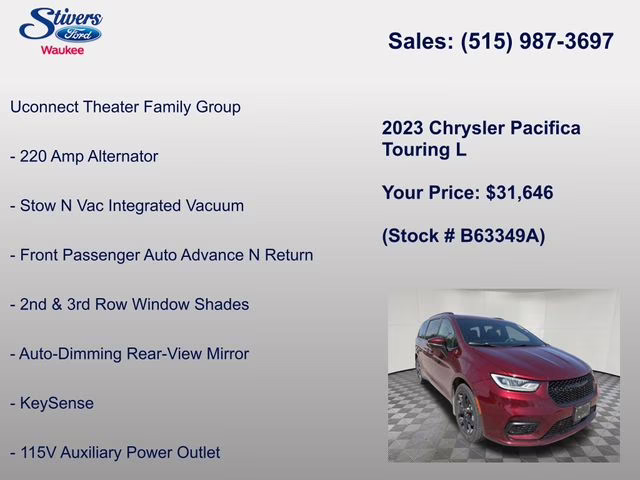 2023 Velvet Red Pearlcoat Chrysler Pacifica Touring L AWD Van