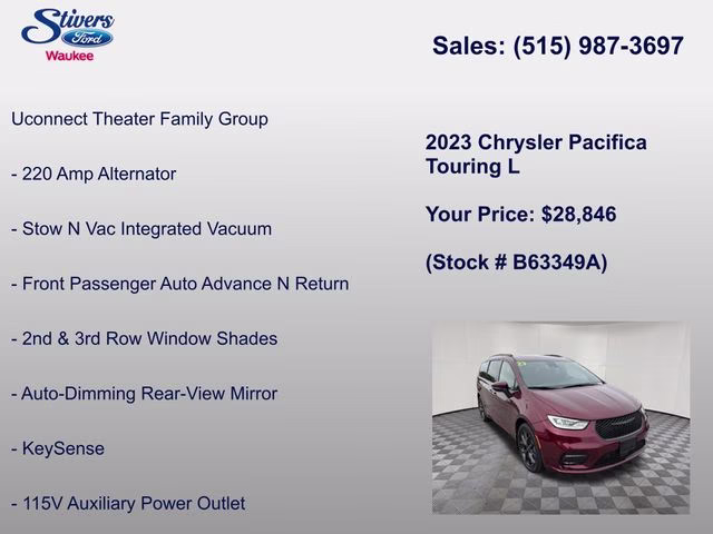 2023 Velvet Red Pearlcoat Chrysler Pacifica Touring L AWD Van