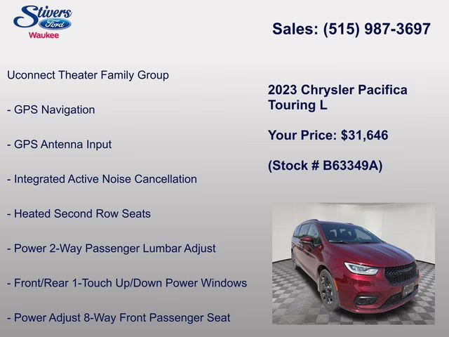 2023 Velvet Red Pearlcoat Chrysler Pacifica Touring L AWD Van