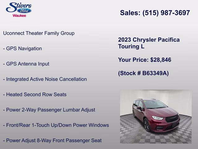 2023 Velvet Red Pearlcoat Chrysler Pacifica Touring L AWD Van