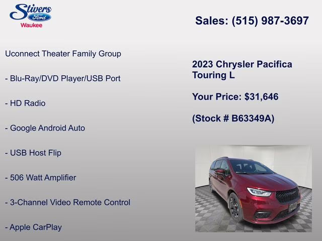 2023 Velvet Red Pearlcoat Chrysler Pacifica Touring L AWD Van