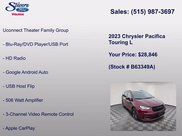 2023 Velvet Red Pearlcoat Chrysler Pacifica Touring L AWD Van